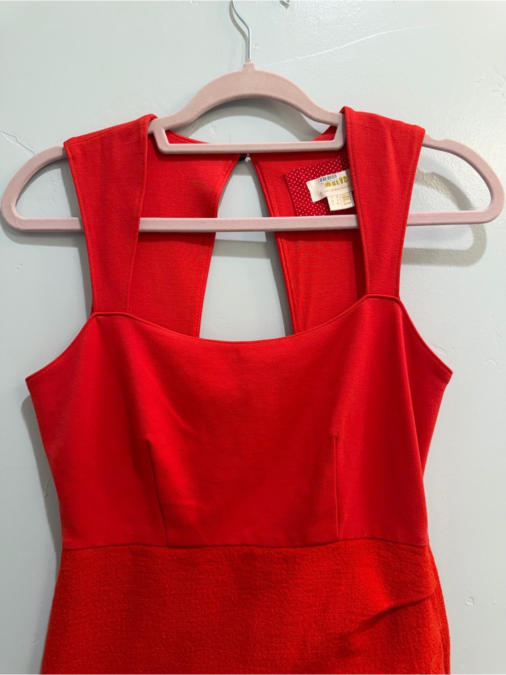 Anthropologie Maeve Red Square Neck Ruched Back Cutout Slit Maxi Dress Size 2 - Picture 8 of 13